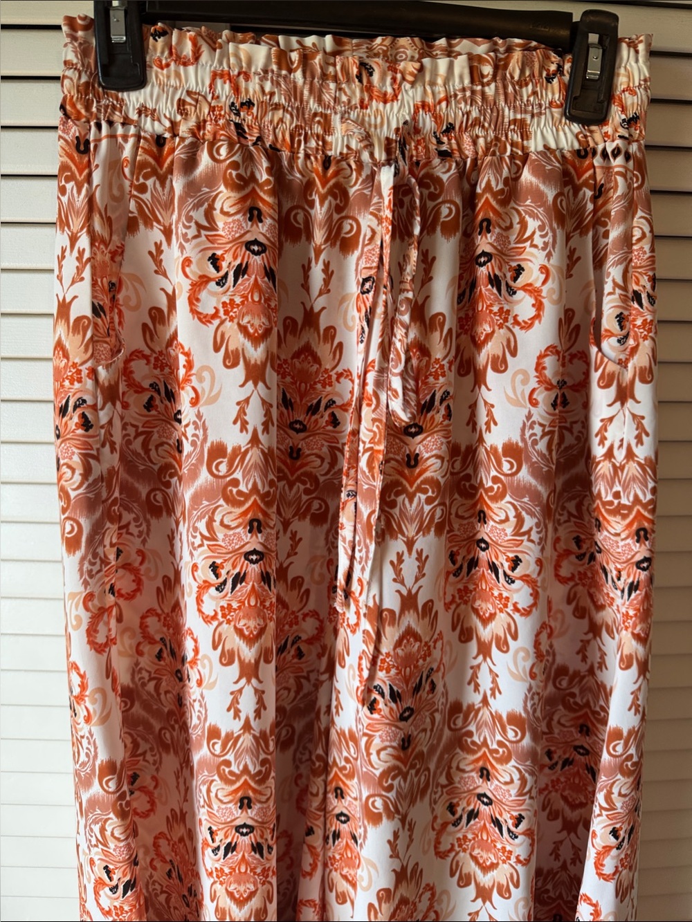Wide-Leg Bohemian Palazzo Pants in Orange Floral - Picture 6 of 8